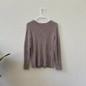 Vintage Cable Knit Cotton Blend Sweater